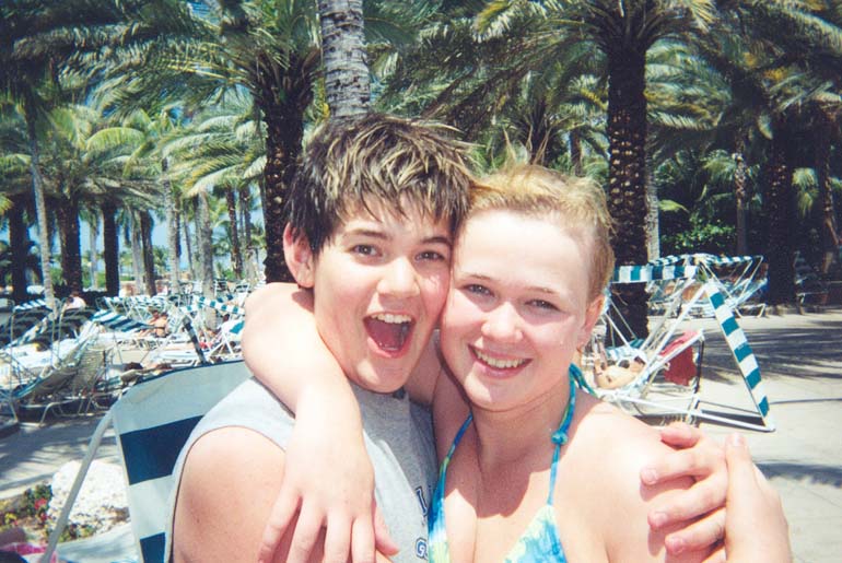 Me and Joe near the pools, first day in the Bahamas