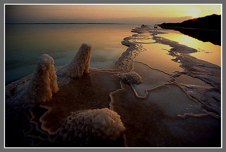 about Dead Sea,salt and legs of chair...