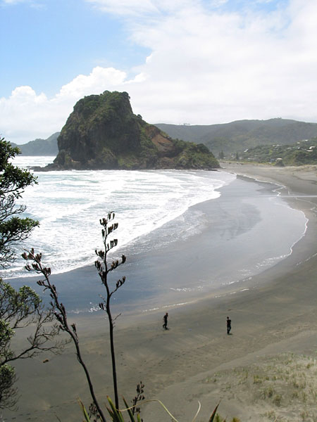 Piha Beach.  Lion Rock