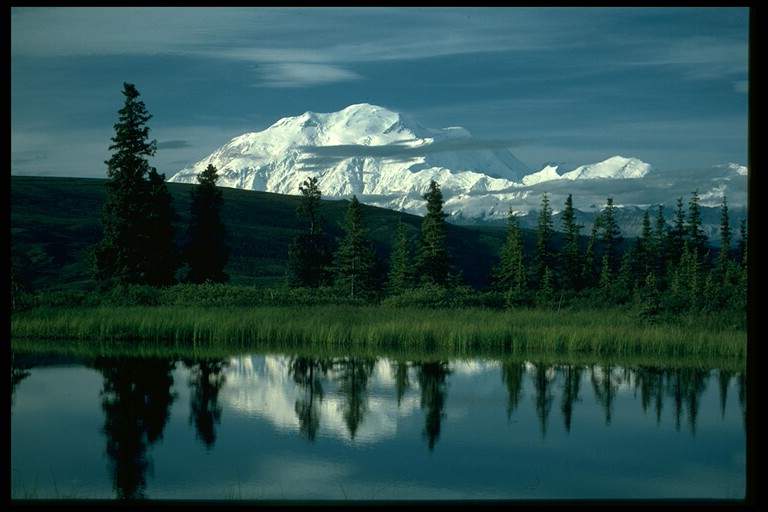 The mountain in snow