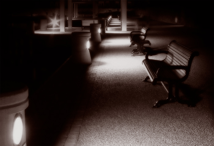 Benches at night...