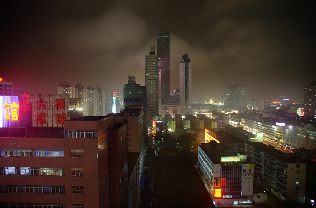 foggy night over shenzhen