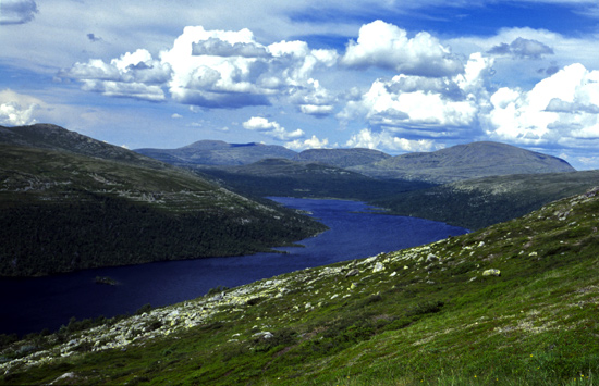 The lake below